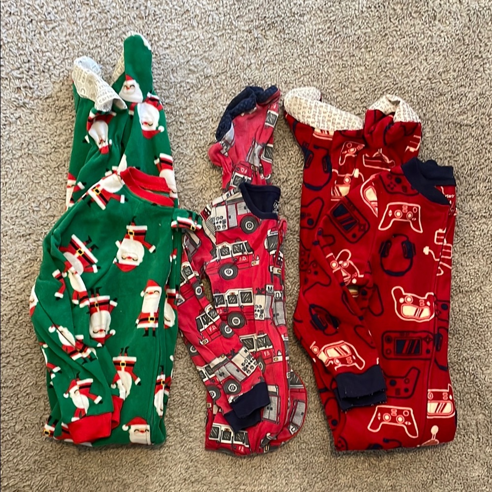 Toddler One Piece Pajamas - 2 fleece, 1 cotton, Size- 4t AND 5t